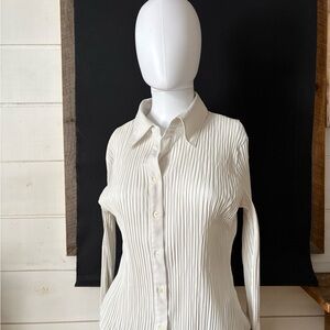 Jessica White Pleated Button-Down Shirt